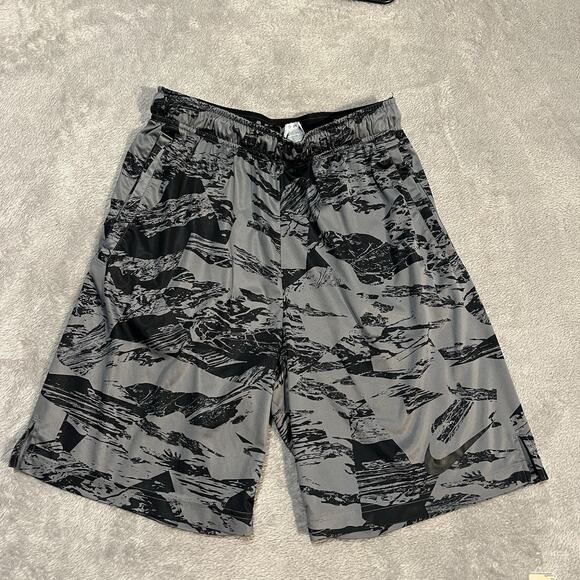 Nike Basketball Shorts Mens Medium Grey Black Print Dri-fit Athletic Shorts - Picture 1 of 11